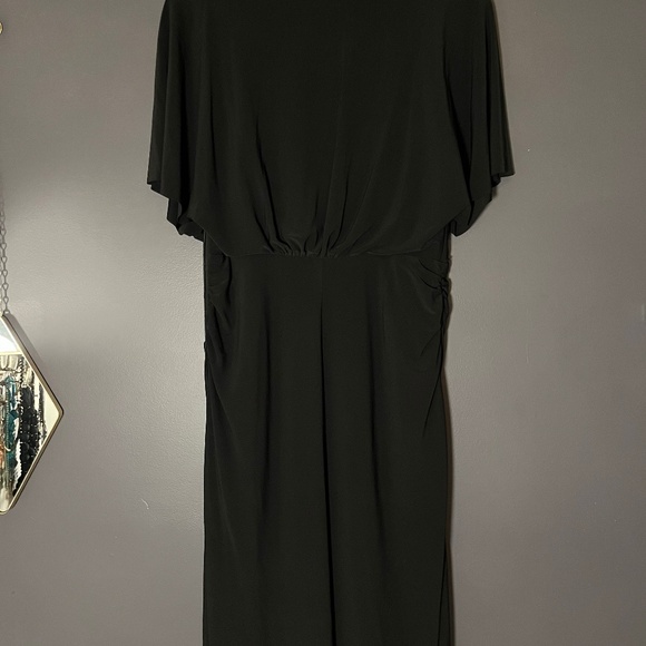 Evan Picone Black Draped V-Neck Dress - Size 6 - Picture 2 of 4